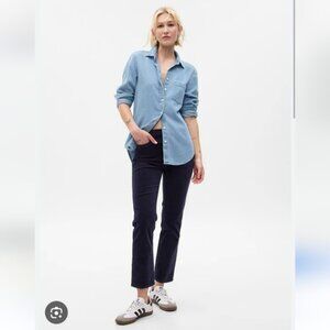 GAP Vintage Slim High Rise Corduroy Pants size 33 / 16 Navy Blue